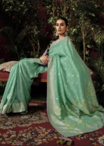 Sea Green Banarasi Saree with Meenakari