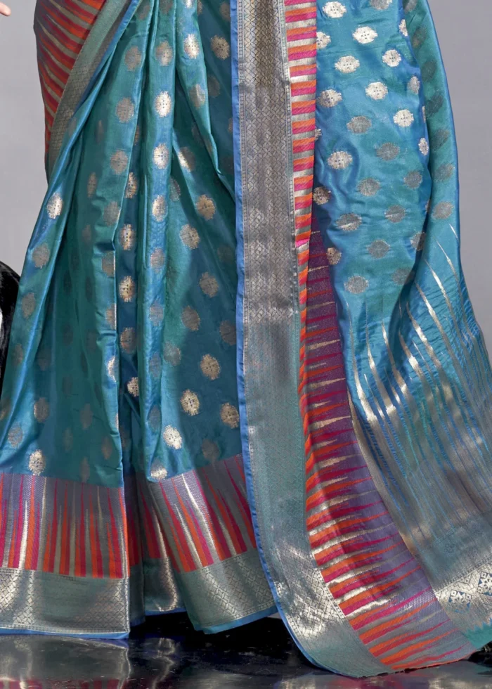 Sky Blue Banarasi Silk Saree