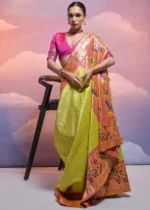 Slime Green Paithani Silk Saree