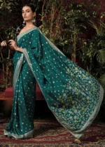 Teal Banarasi Saree with Meenakari