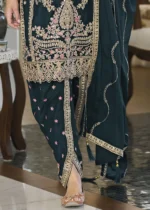 Teal Dhoti Suit with Embroidery Work