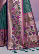 Teal Paithani Silk Saree