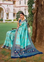 Turquoise Patola Silk Saree