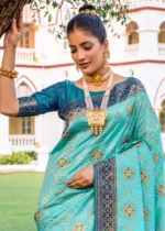 Turquoise Patola Silk Saree