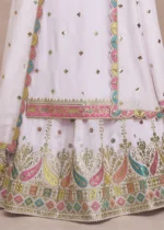 White Embroidered Silk Lehenga Suit