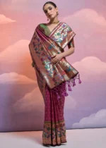 Wine Paithani Silk Saree