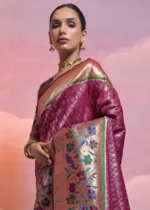 Wine Paithani Silk Saree