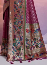 Wine Paithani Silk Saree