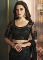 Black Embroidered Georgette Saree