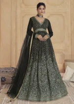 Black Georgette Anarkali Gown with Heavy Embroidery