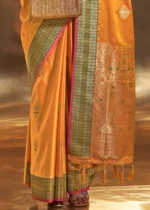 Bright Marigold Banarasi Satin Silk Saree