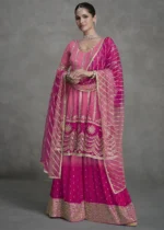 Embroidered Ombré Rani Pink Georgette Sharara Suit