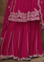 Embroidered Rani Pink Chinon Silk Sharara Suit