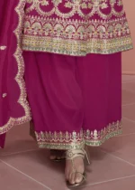 Embroidered Rani Pink Silk Palazzo Suit