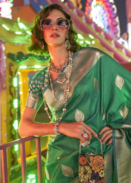 Green Banarasi Silk Saree