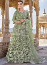 Green Embroidered Anarkali Suit Set