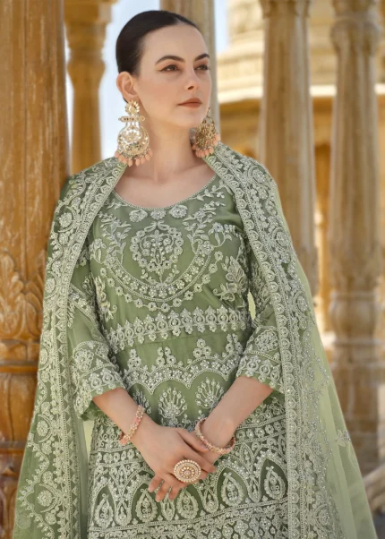 Green Embroidered Anarkali Suit Set