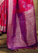 Magenta Zari Woven Satin Silk Saree