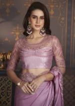 Mauve Embroidered Chiffon Saree