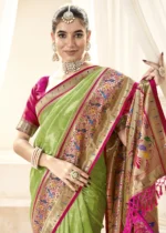 Pista Green Paithani Tissue Silk Saree