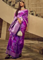 Purple Banarasi Satin Silk Saree