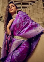 Purple Banarasi Satin Silk Saree