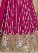 Rani Pink Georgette Anarkali Gown with Heavy Embroidery