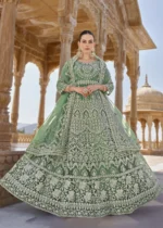 Teal Embroidered Anarkali Suit Set