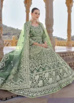 Teal Embroidered Anarkali Suit Set