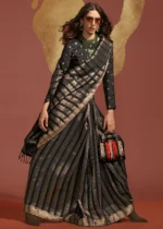 Black Banarasi Handloom Silk Saree