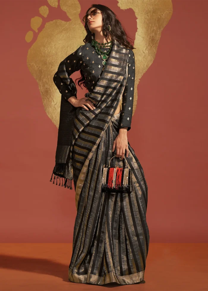 Black Banarasi Handloom Silk Saree