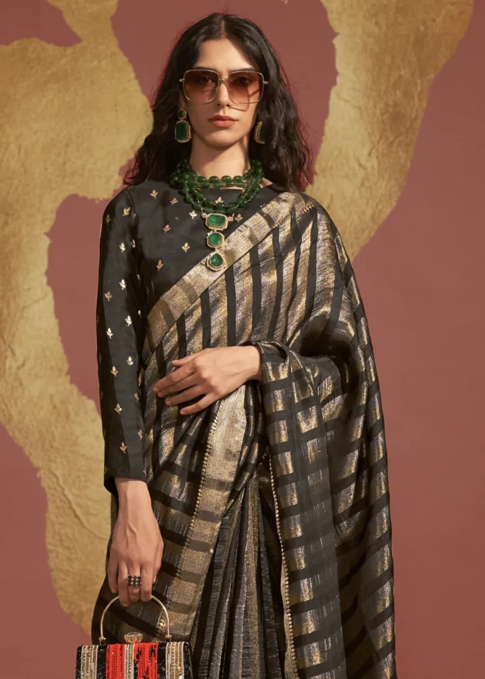 Black Banarasi Handloom Silk Saree