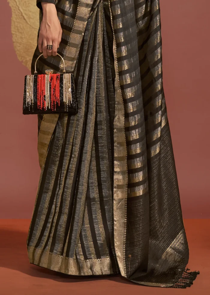 Black Banarasi Handloom Silk Saree