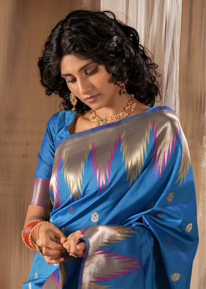 Blue Banarasi Silk Saree