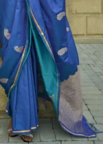 Cobalt Blue Banarasi Satin Saree with Brocade Blouse