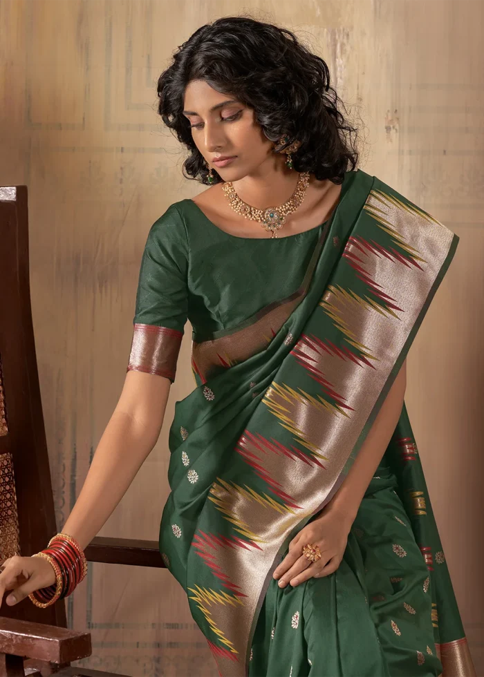 Forest Green Banarasi Silk Saree