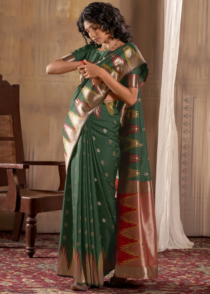 Forest Green Banarasi Silk Saree