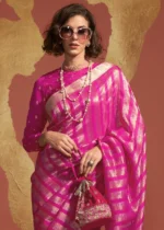 Fuchsia Banarasi Handloom Silk Saree