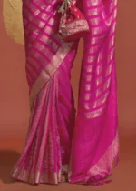 Fuchsia Banarasi Handloom Silk Saree