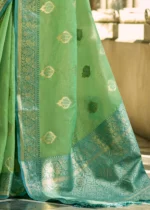 Green Banarasi Tissue Silk Saree