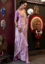 Lavender Banarasi Satin Silk Saree