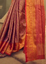 Magenta Banarasi Brocade Silk Saree