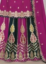 Magenta Embroidered Chinon Silk Lehenga Suit