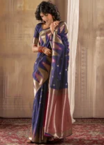 Midnight Blue Banarasi Silk Saree