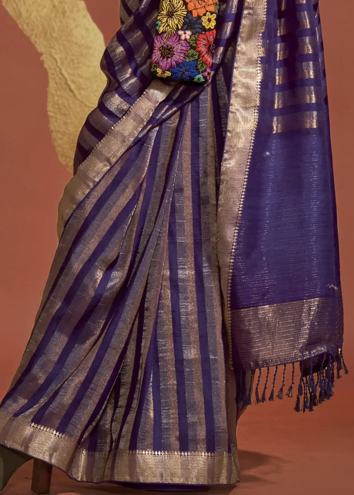 Purple Banarasi Handloom Silk Saree