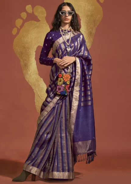 Purple Banarasi Handloom Silk Saree