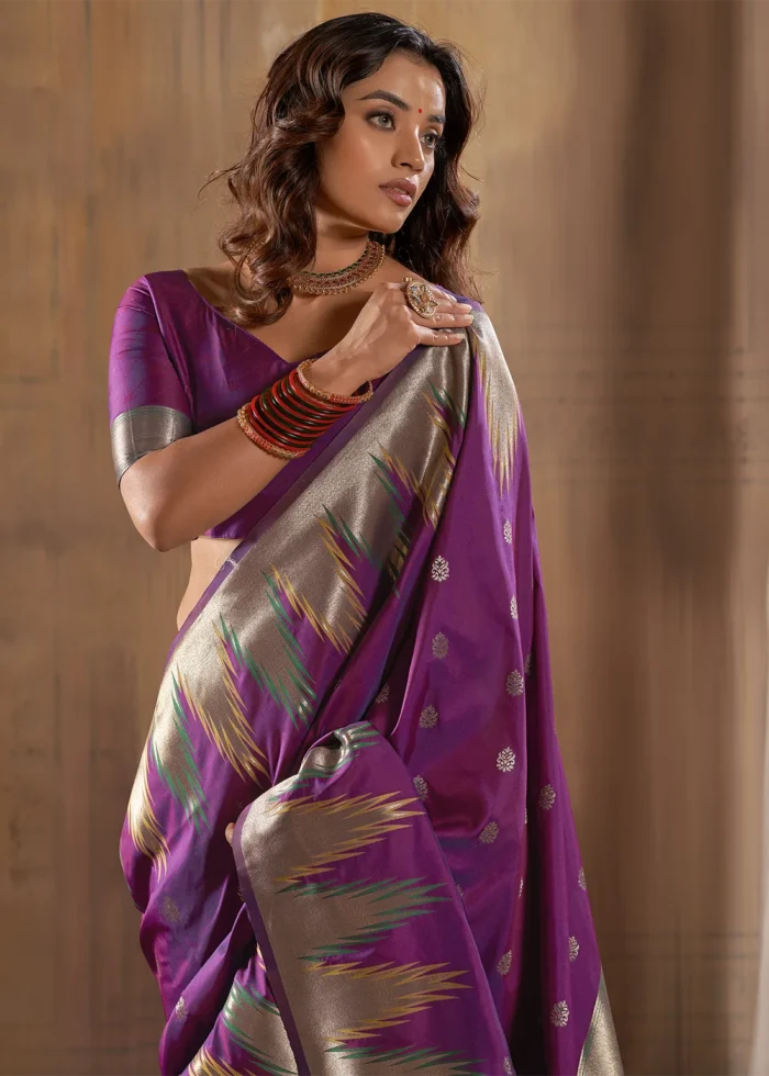 Purple Banarasi Silk Saree