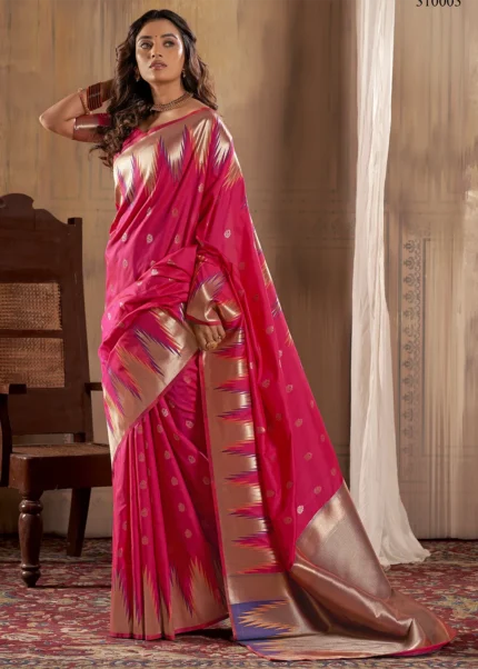 Rani Pink Banarasi Silk Saree