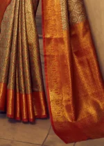 Red and Green Banarasi Brocade Silk Saree