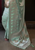 Sea Green Banarasi Satin Silk Saree